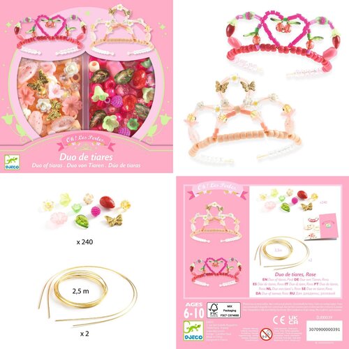Djeco Knutseldoos - Acrylkralen Duo Tiara's "Roze" (6-10j)