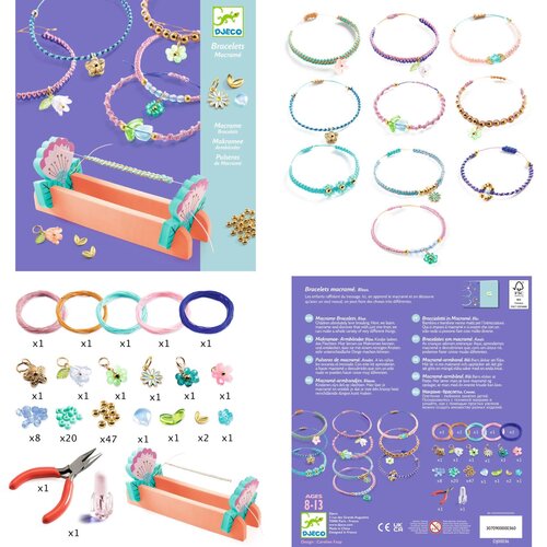 Djeco Knutseldoos - Armbandjes maken "Macramé Blauw"