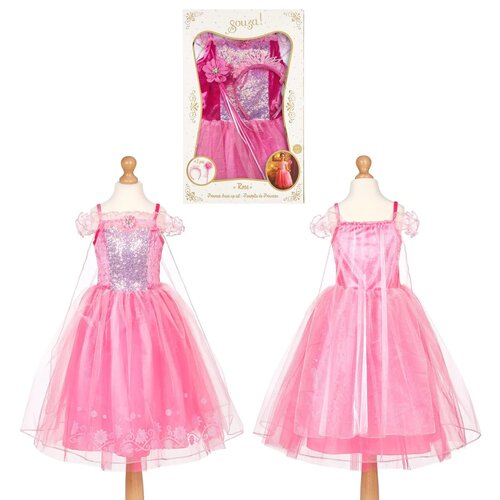 Souza Rose verkleedset (+ tiara en toverstaf), 5-7 jaar, 110-122 cm