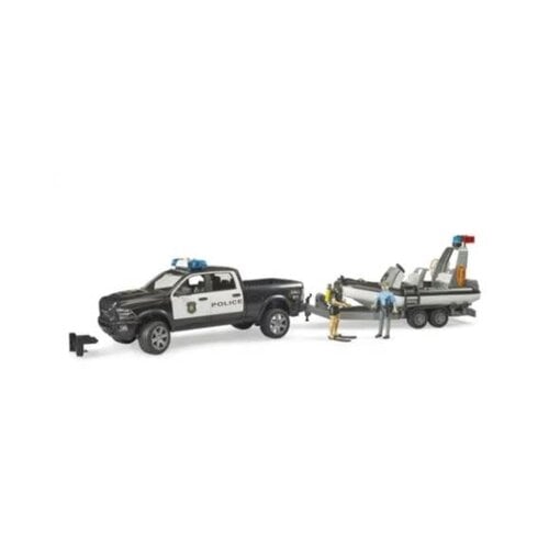 Bruder Bruder RAM 2500 politietruck met boot + trailer met 2 figuren Bruder Bruder RAM 2500 politietruck met boot + trailer met 2 figuren