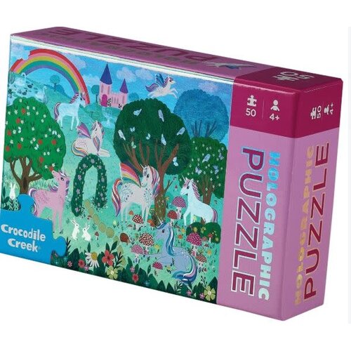 Crocodile Creek Holographic foil puzzles, 50 stuks - Sprankelende eenhoorn