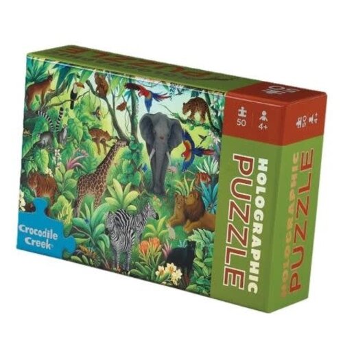 Crocodile Creek Holographic foil puzzles, 50 stuks - Jungleparadijs