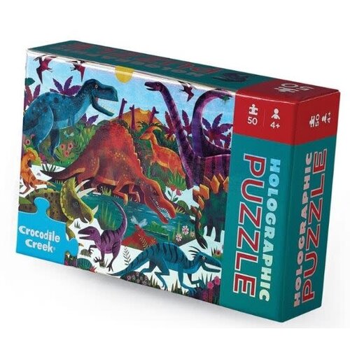Crocodile Creek Holographic foil puzzles, 50 stuks - Dinosaurussen