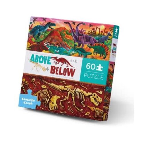 Crocodile Creek Above + below puzzles, 60 stuks - Dinosaurussen