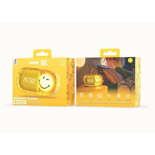 MOB MOB - Dreamy Clock Smiley World - Geel