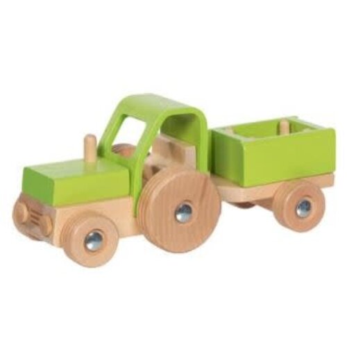 GOKI Houten Voertuig - Tractor met aanhangwagen