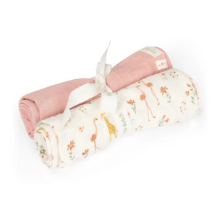 Little Dutch Swaddle set - Roze - 70x70 cm - Blooming Safari