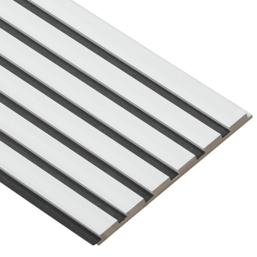 I-Wood® White Painted - Gelakt - Zwart vilt - 30 x 278 cm - Basic houten paneel