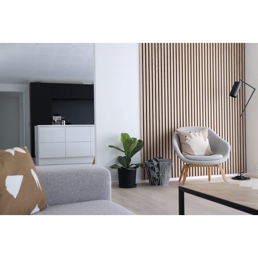 I-Wood® White - Grijs vilt - 30 x 240 cm - Basic houten paneel