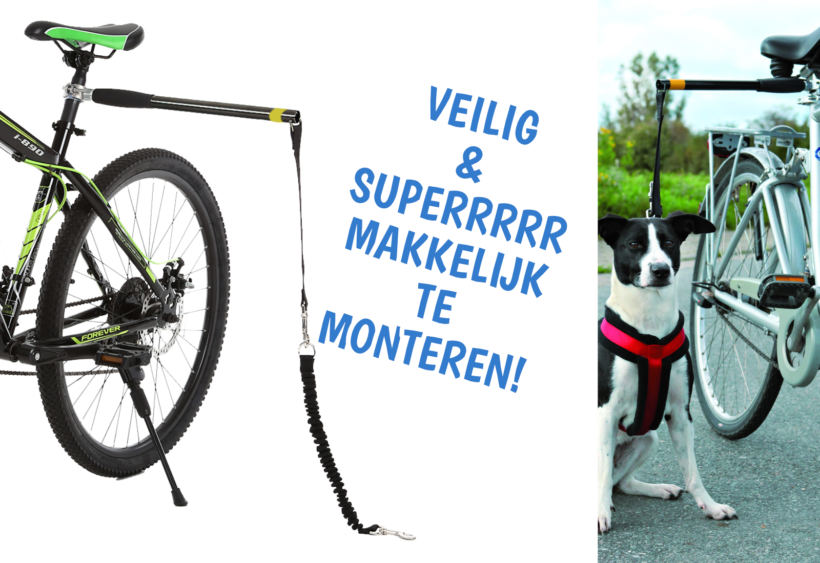Riem & afstandhouder fiets voor de hond!