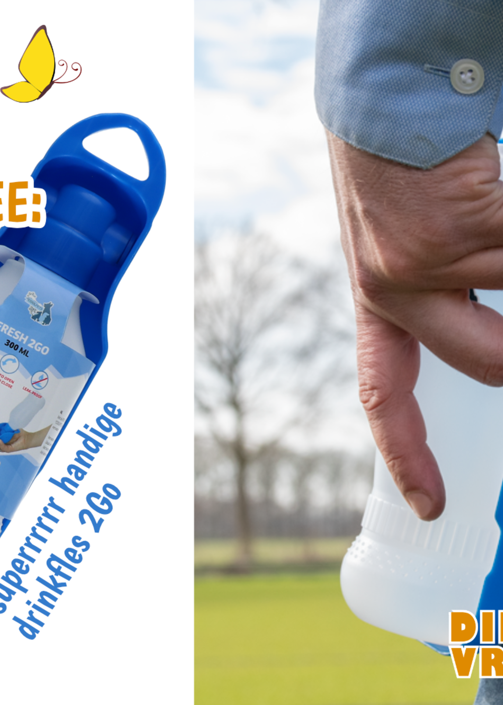 Coolpets Reis drinkfles 2Go voor de hond!