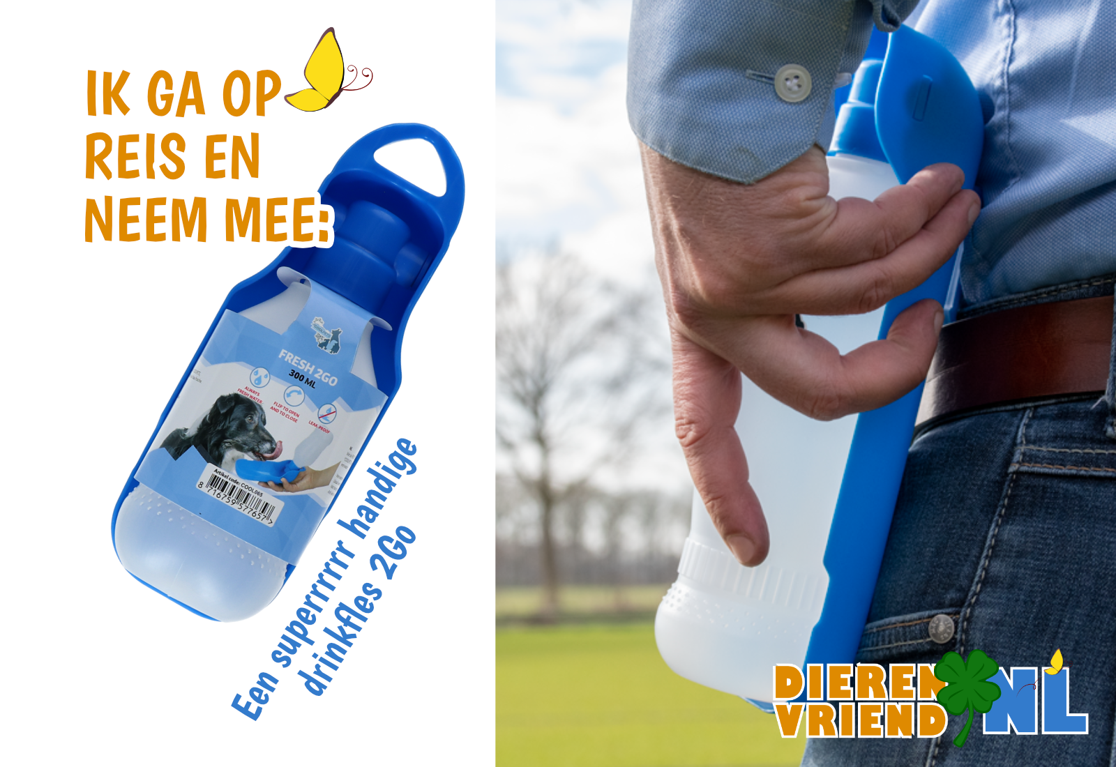 Reis drinkfles 2Go voor de hond!