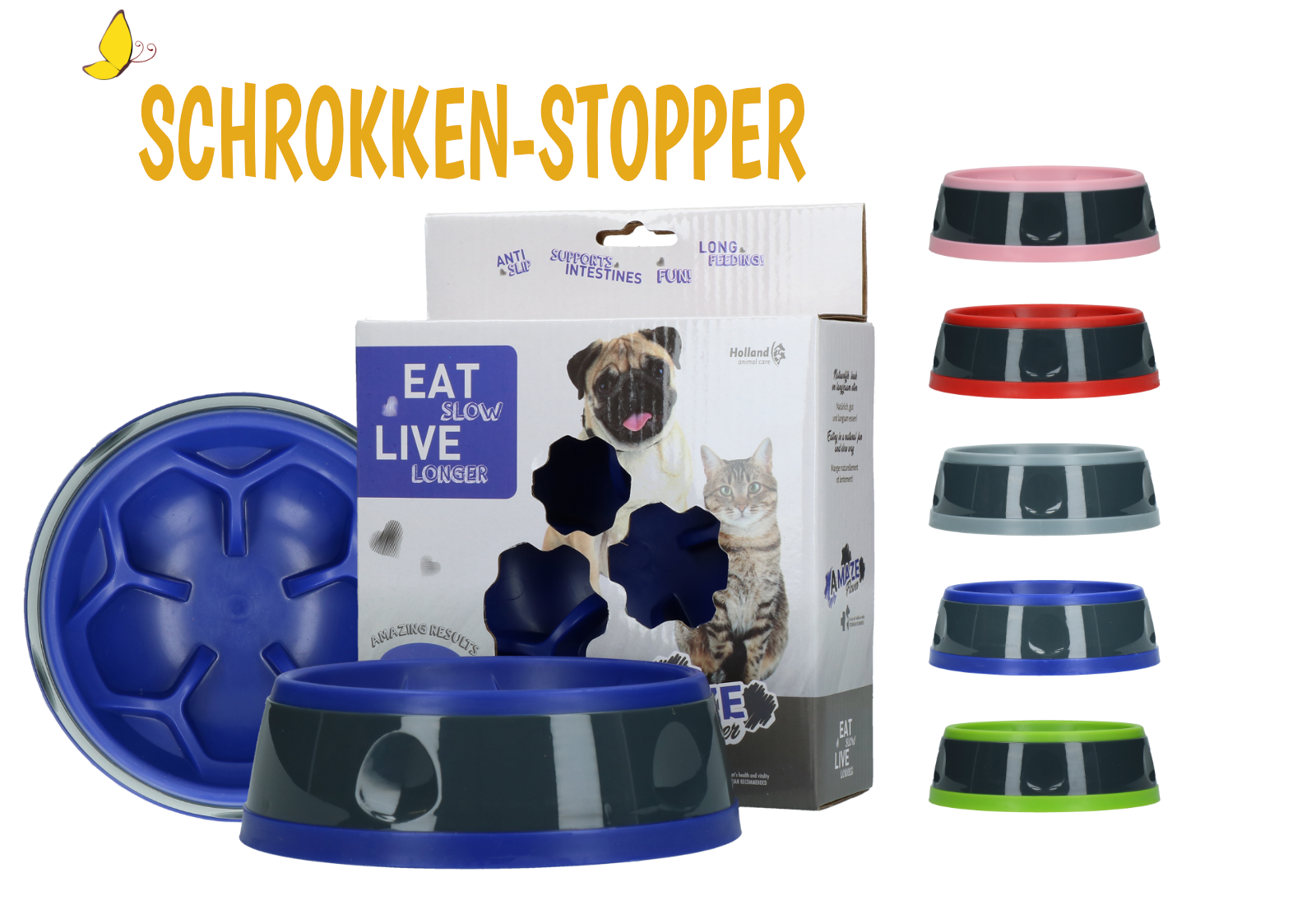 Antischrok voerbak voor de hond!