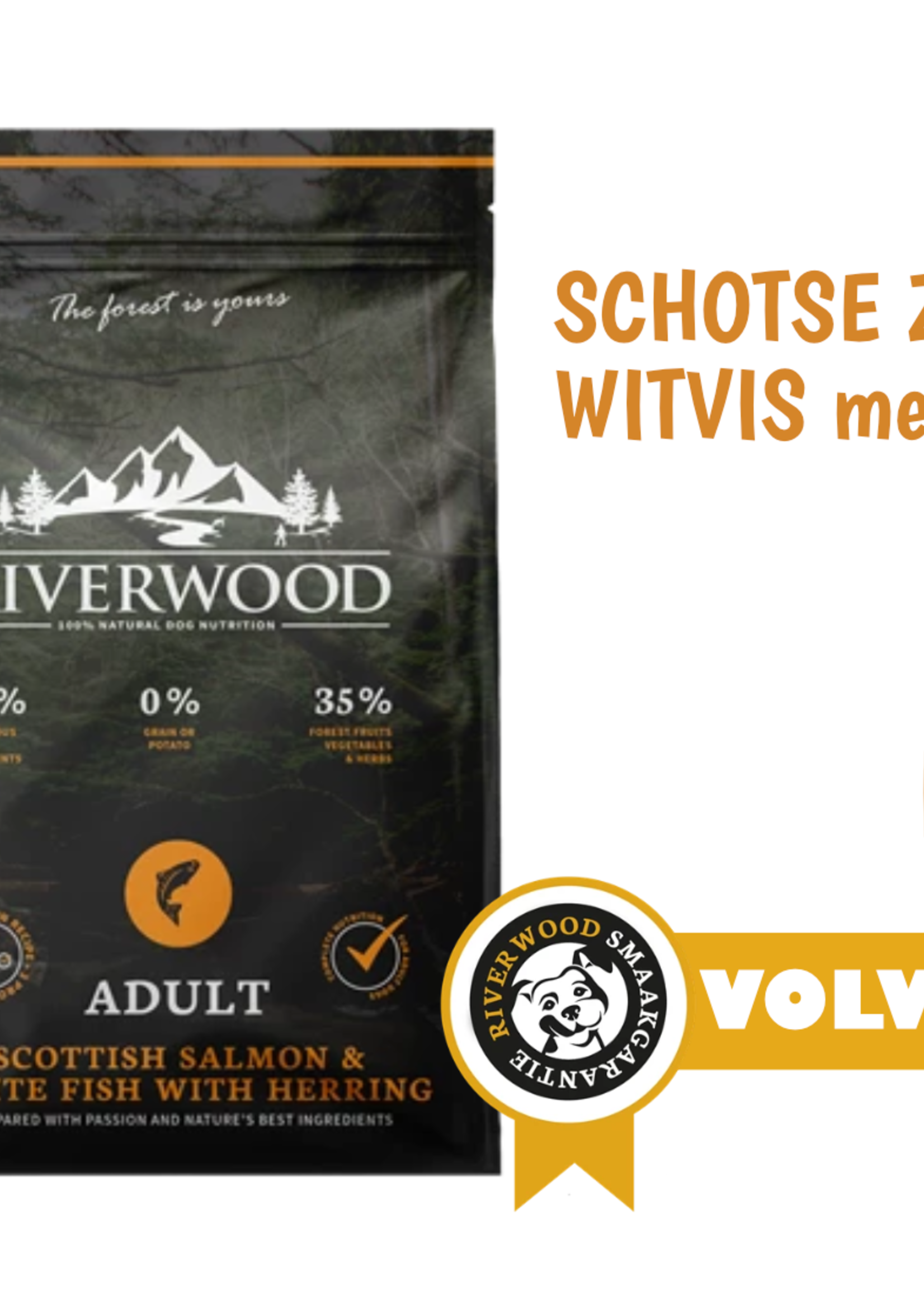 Riverwood Hond 2 kg Hondenbrokken Schotse Zalm, Witvis & Haring