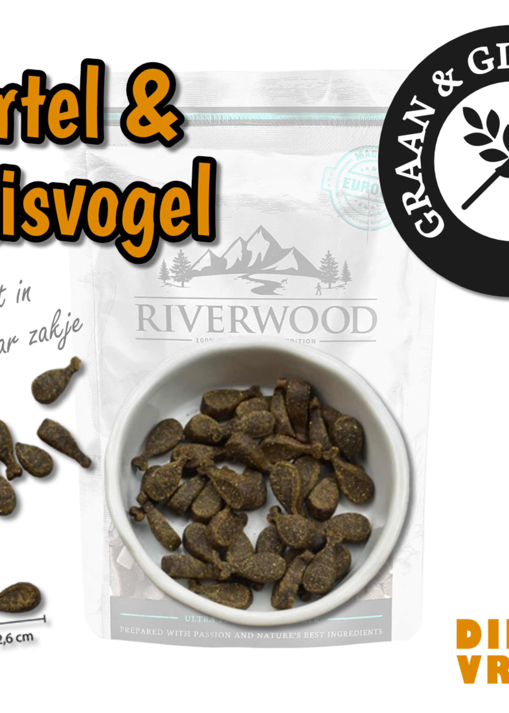 Riverwood Hond 200 gram Kwartel & Struisvogel Beloningssnoepjes