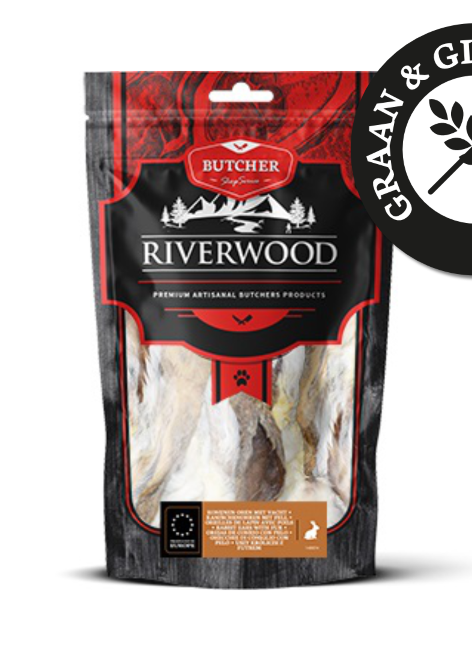 Riverwood Hond 100 gram Konijnenoren met vacht Snack