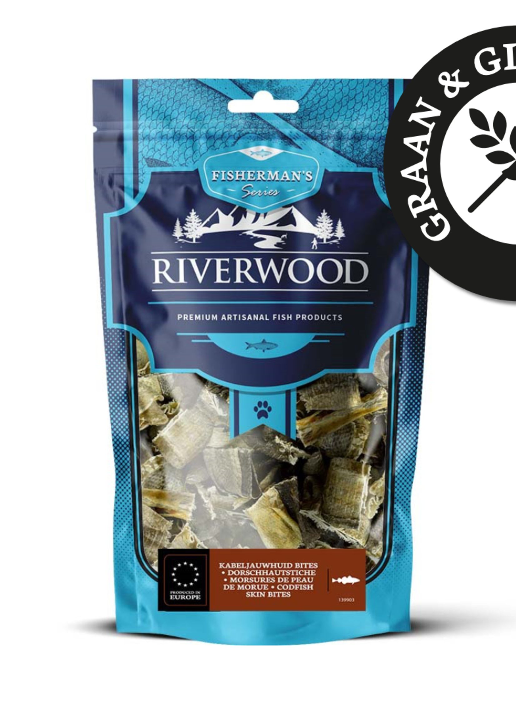 Riverwood Hond 100 gram Kabeljauwhuid bites Snack