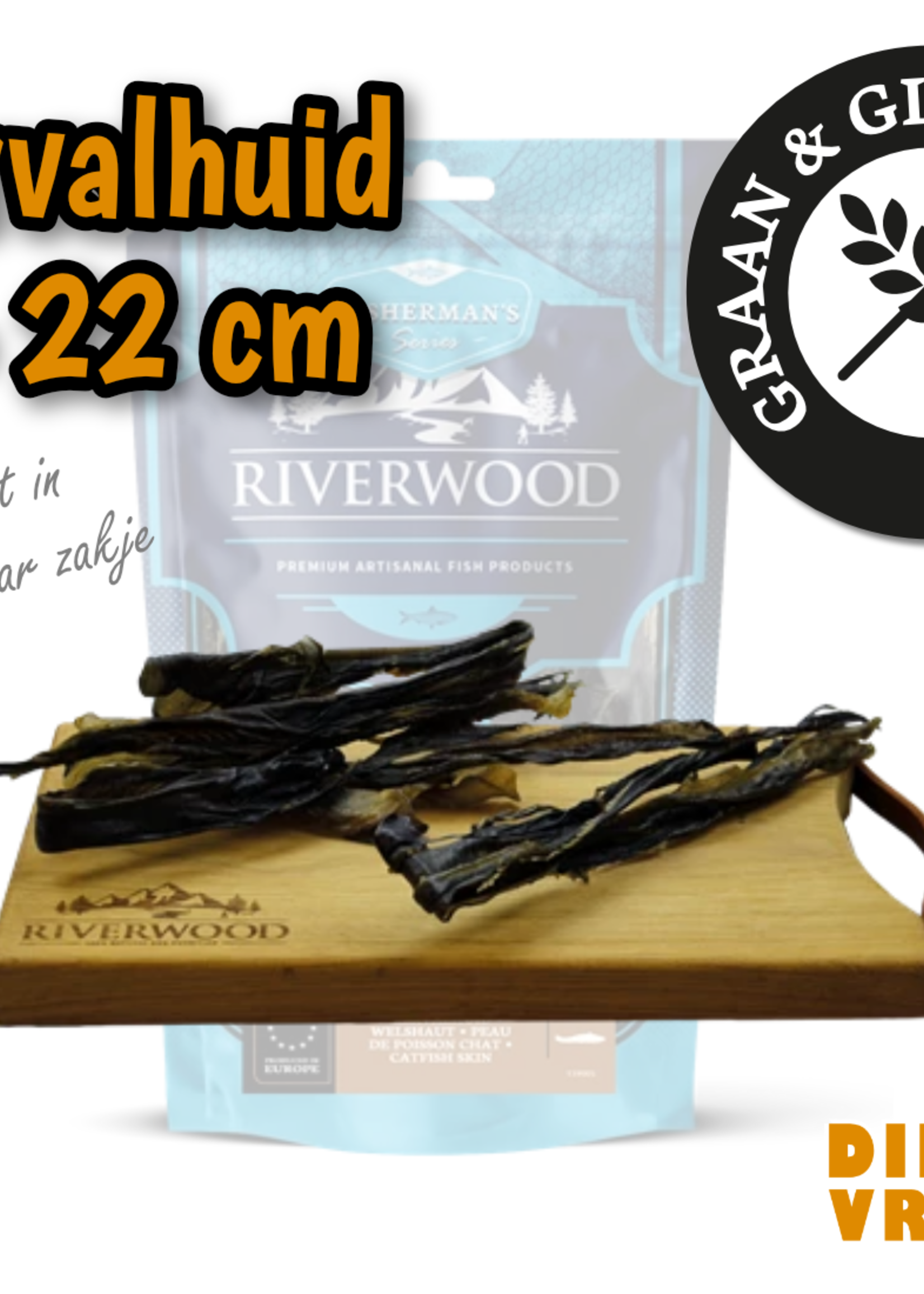 Riverwood Hond 200 gram Meervalhuid 18-22 cm Snack