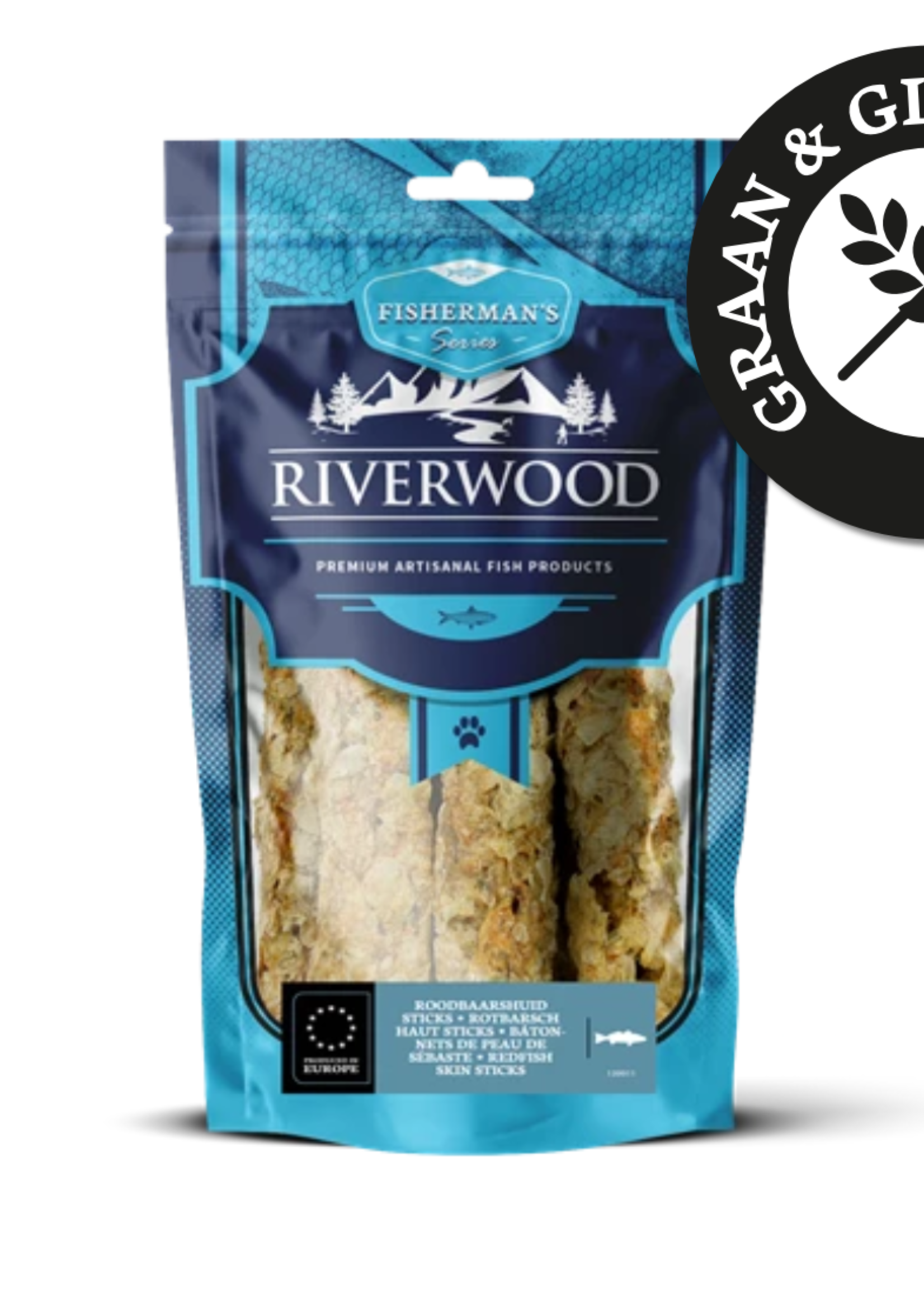 Riverwood Hond 200 gram Roodbaarshuid sticks Snack