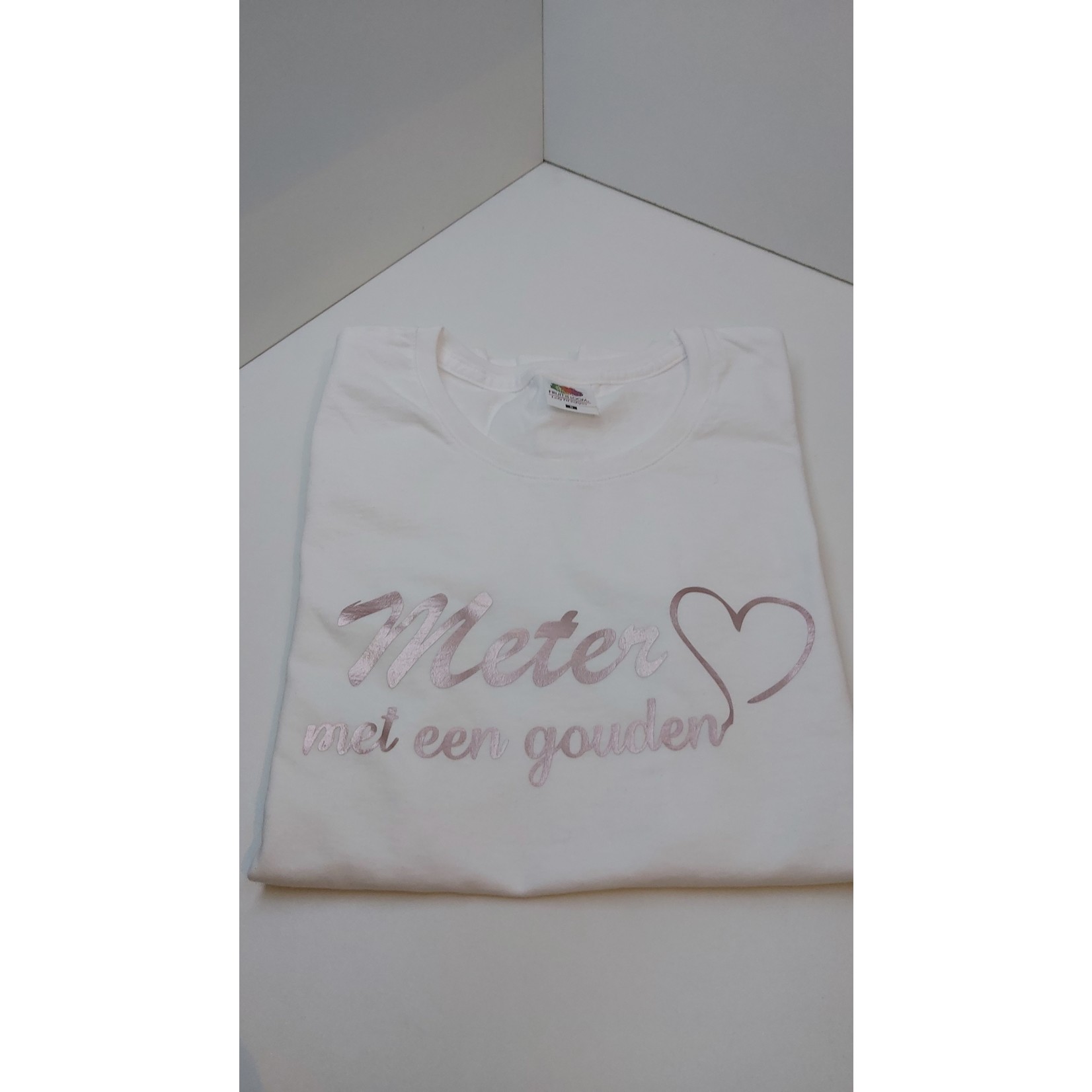 PuNa Cadeau T-shirt Wit 'Meter met een gouden hart'