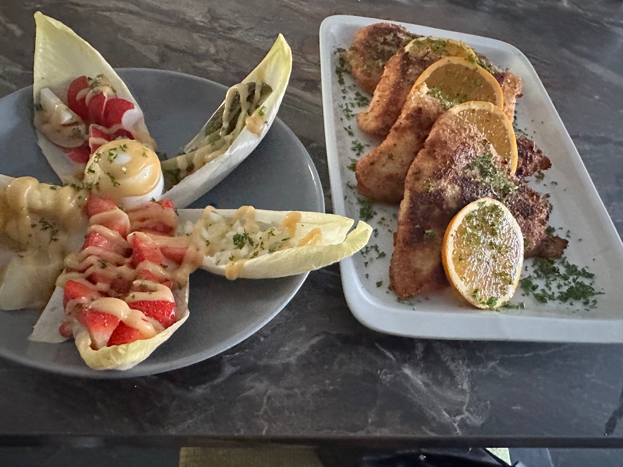 Recept #44 Kabeljauw, amandel, asperge,  radijs, aardbei en witlof