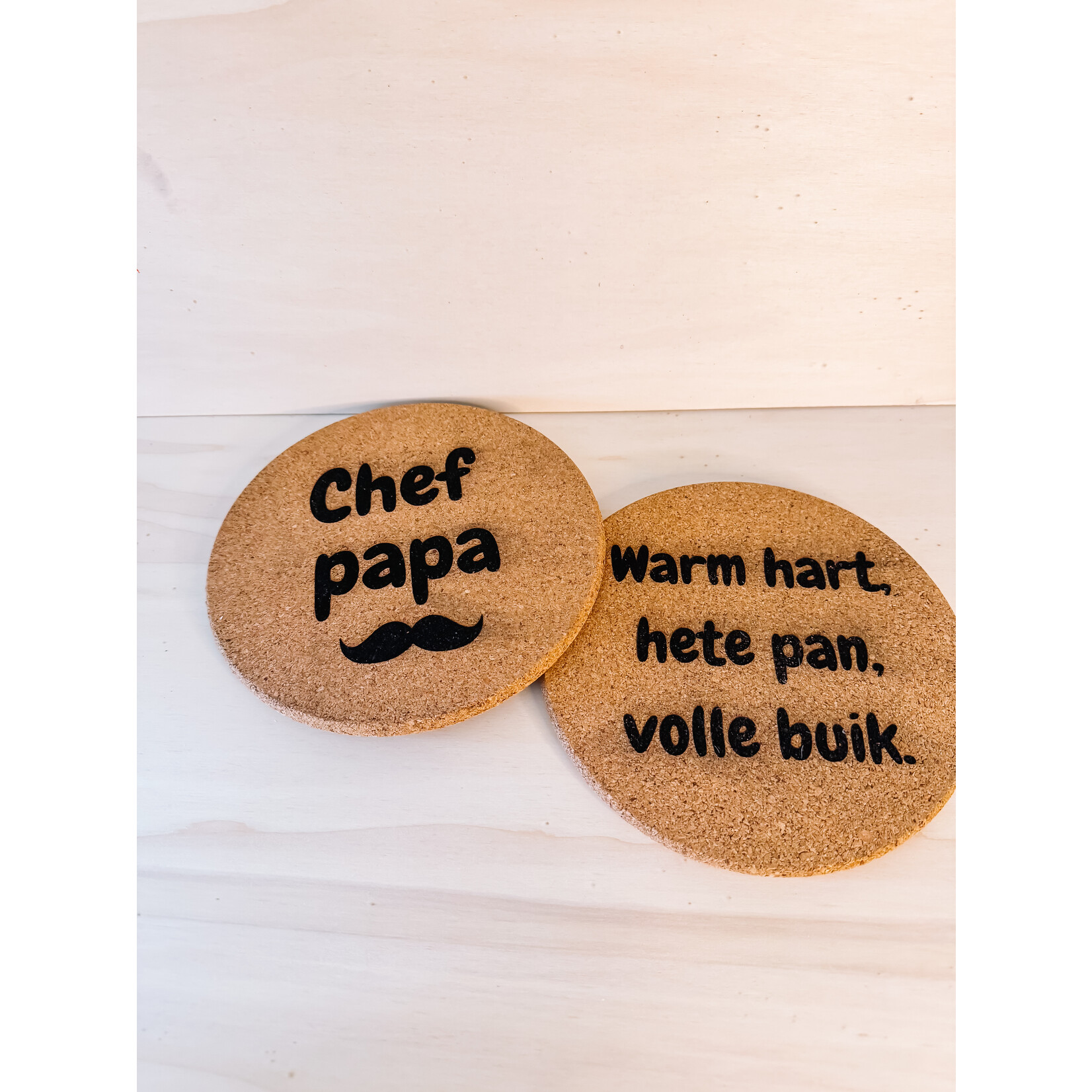 studio Imke Kurken onderzetters – Chef papa & Chef moeke editie