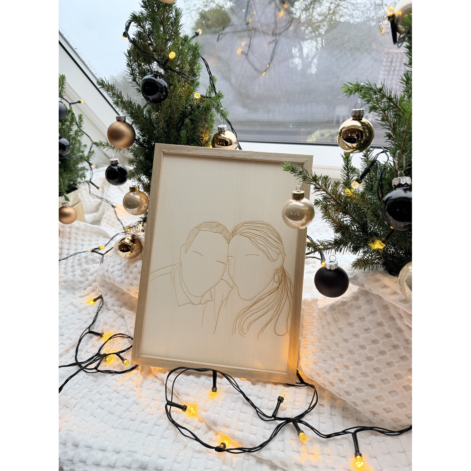 studio Imke Lijntekening op hout – jouw moment, vereeuwigd in puur natuur