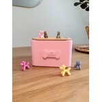 Snoeppot hond met naam  3D geprint met houten deksel