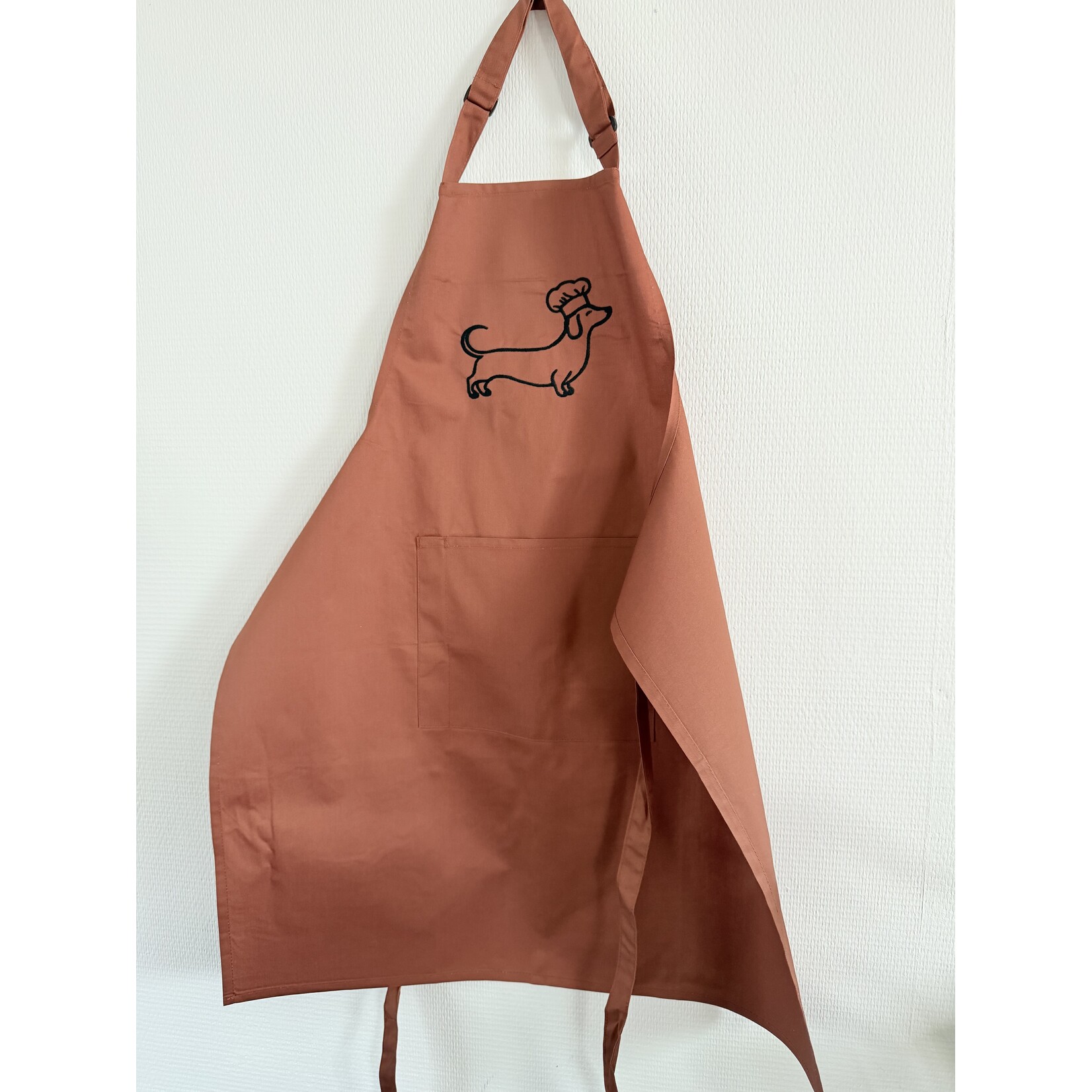 Keukenschort met teckel borduur Voor echte dog moms