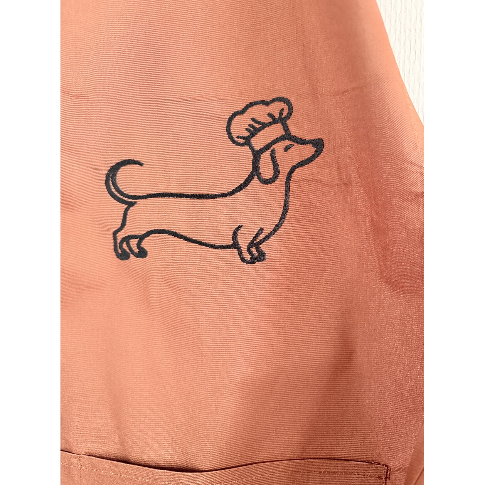 Keukenschort met teckel borduur Voor echte dog moms