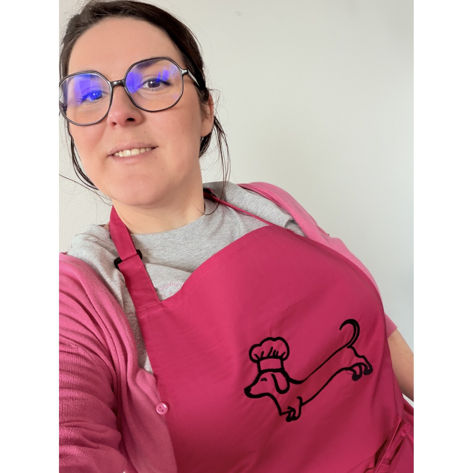 Keukenschort met teckel borduur Voor echte dog moms