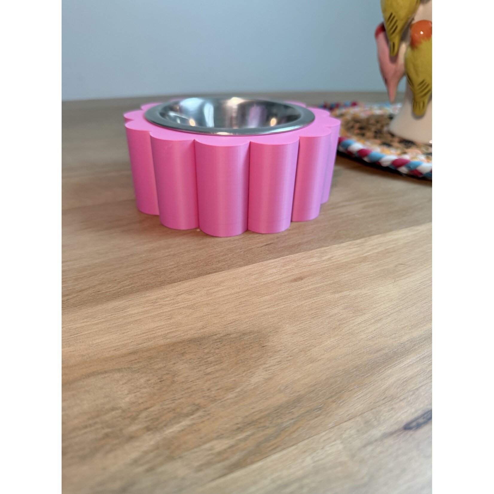 Design honden eetbak  3D geprint met metalen kom  S