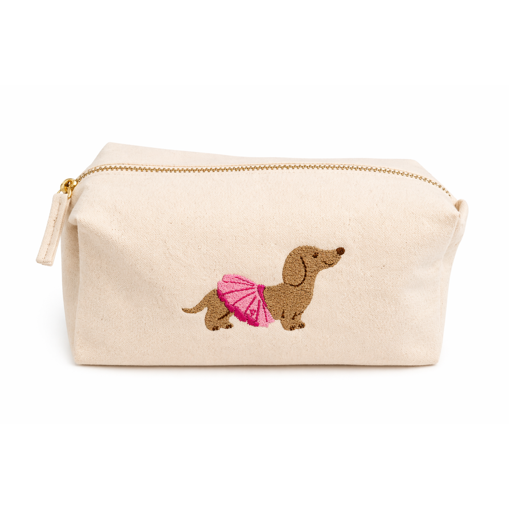 Geborduurde pennenzak  de teckel die mee naar school gaat