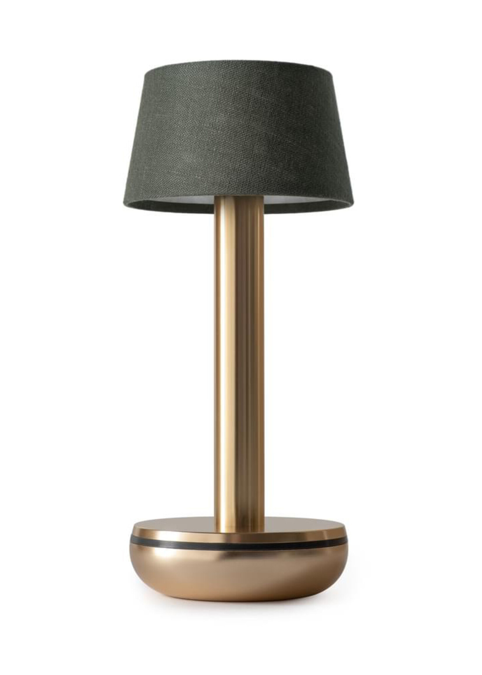 Humble Humble Two: Stijlvolle draadloze lamp in goud met Emerald Linnen Kap