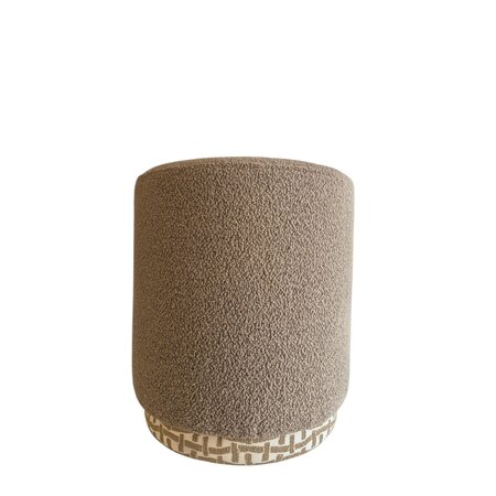 Studioknap Ronde poef in beige met zachte en luxe uitstraling