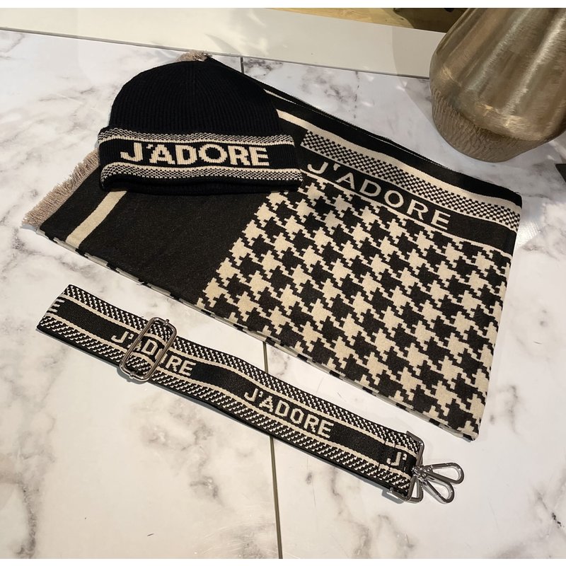 2 kanten sjaal Jadore Black beige