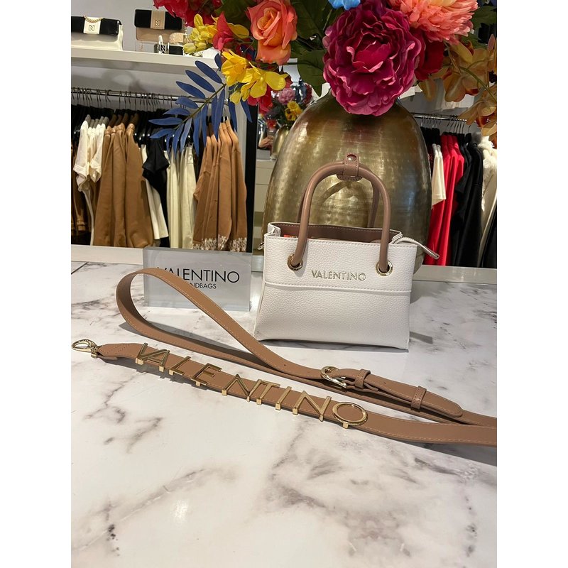 Mini Shopper Alexie Tote Blanco/Cuoio Valentino