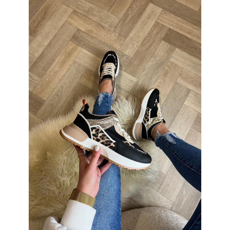 Sneakers Glitter Leopard With Black LL1868