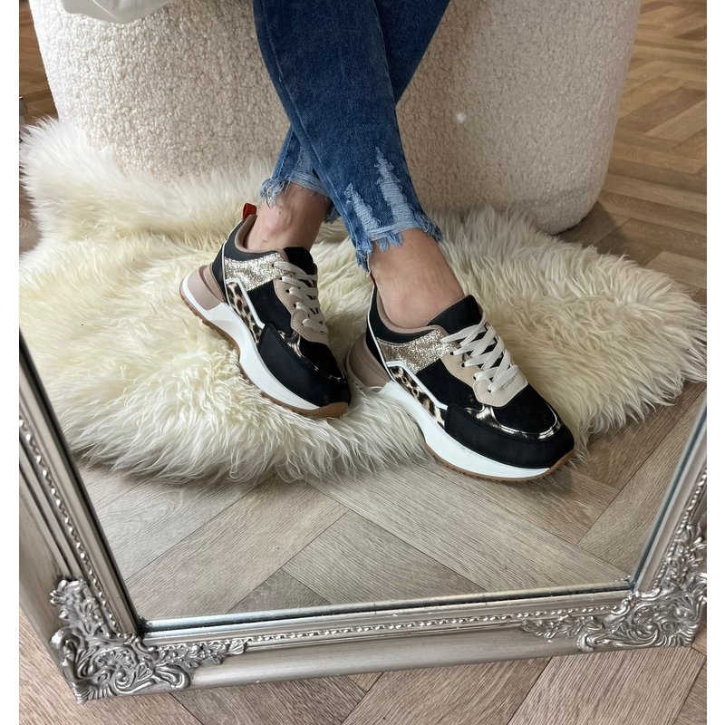 Sneakers Glitter Leopard With Black LL1868