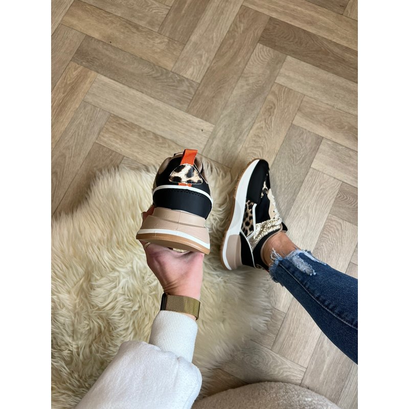 Sneakers Glitter Leopard With Black LL1868