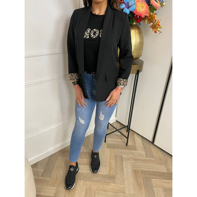 Blazer With Leopard Black