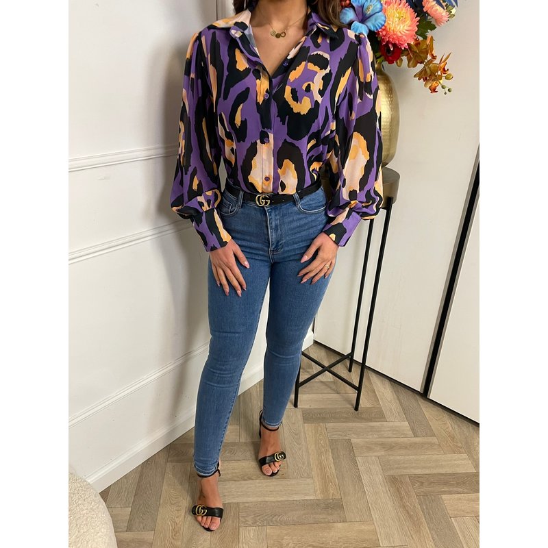 Blouse Color Leopard Purple