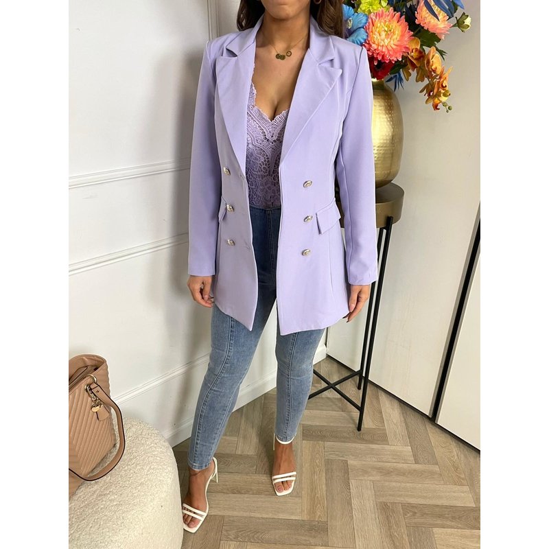 Long Blazer Button Lila