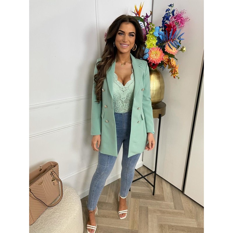 Long Blazer Button Mint