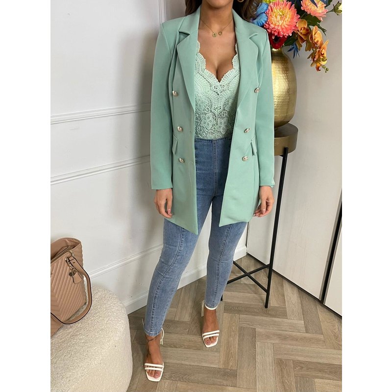 Long Blazer Button Mint