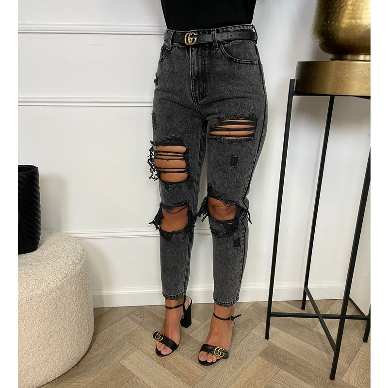 Mom Jeans Ripped Redial Grey RD6861