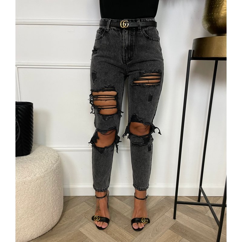 Mom Jeans Ripped Redial Grey RD6861