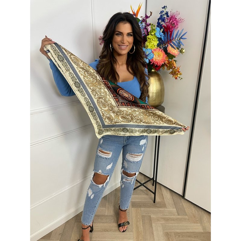 Sjaal Print Beige Light Blue (WEB ONLY)