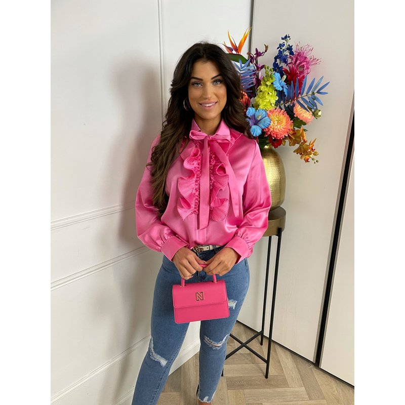 Blouse Satijn Ruffle Pink (WEB ONLY)