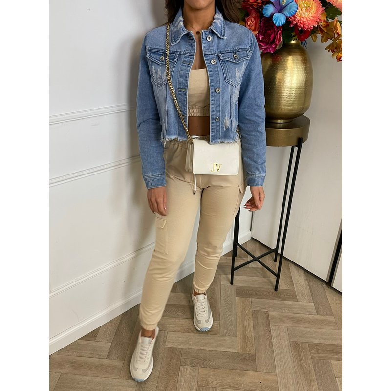 Jeans Jacket Ripped Light Blue M303